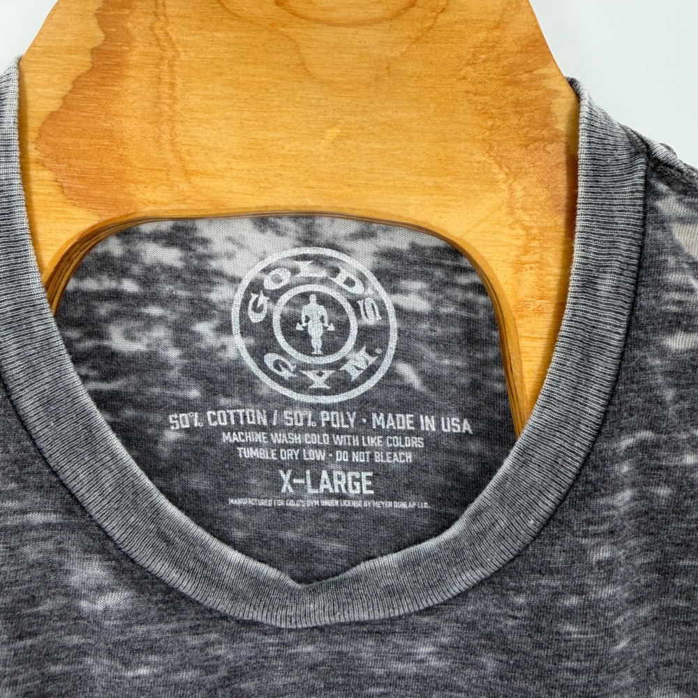 Golds Gym Mens Clear Your Mind Of Cant Graphic T-Shirt Gray Burnout XL New - Picture 3 of 4